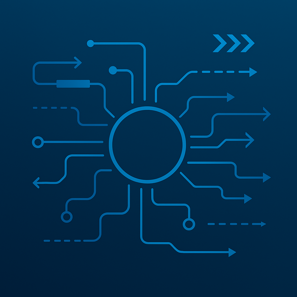 Abstract network and cybersecurity graphic showing interconnected lines and nodes representing Guard IQ’s managed IT and security solutions.